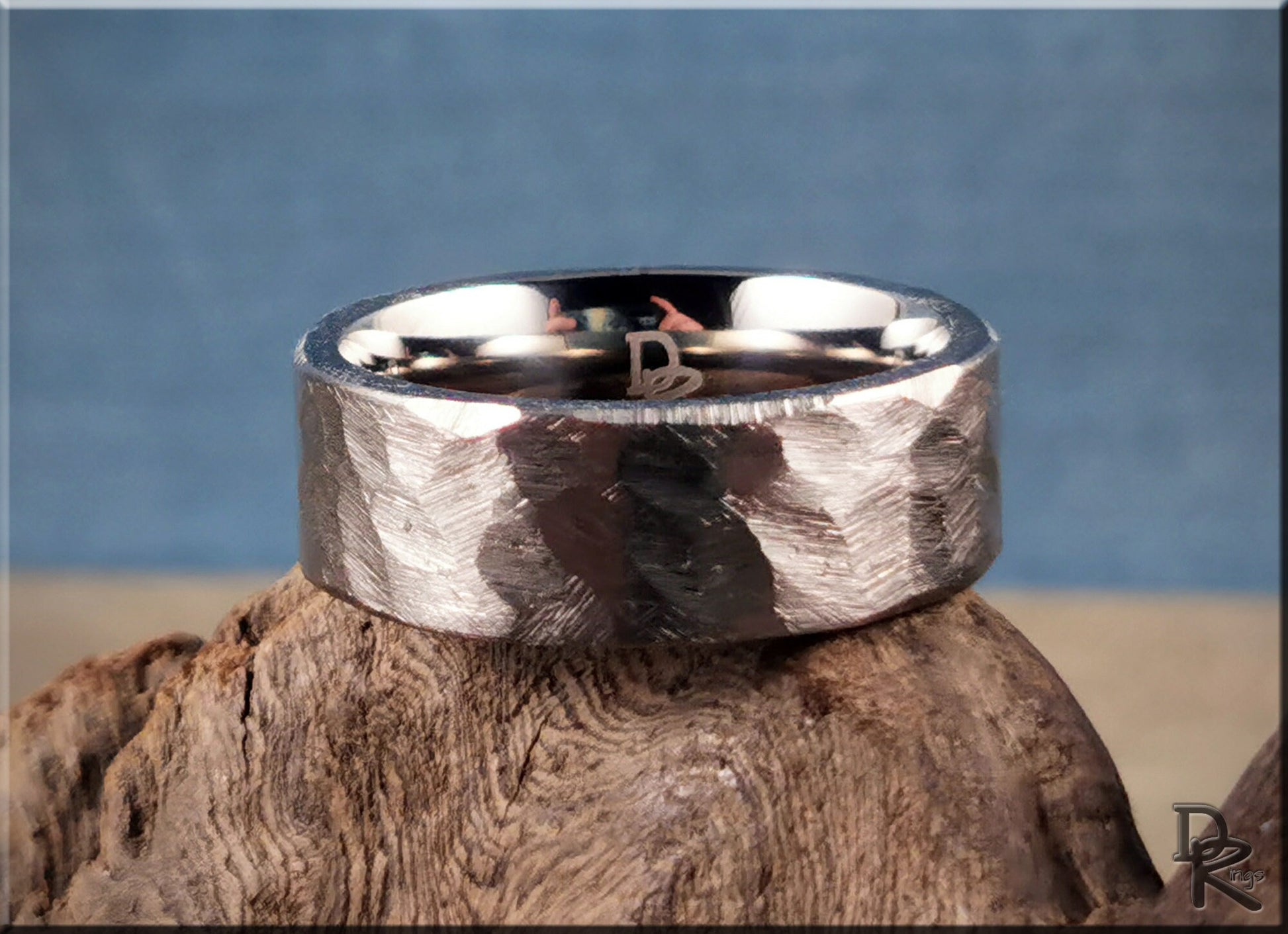 Hammered Titanium 8mm Ring - metal ring