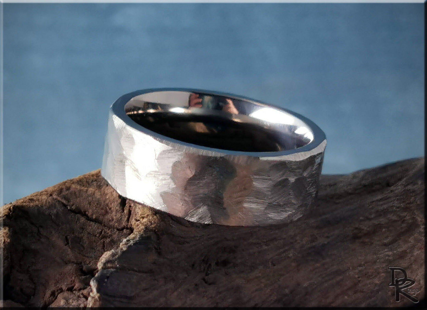 Hammered Titanium 8mm Ring - metal ring