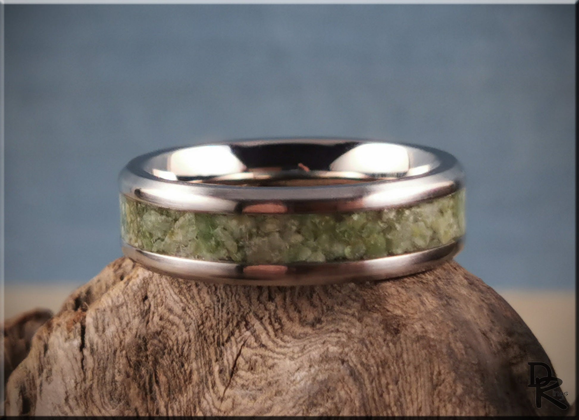 Titanium Channel Ring w/Vesuvianite (California Jade) Stone inlay