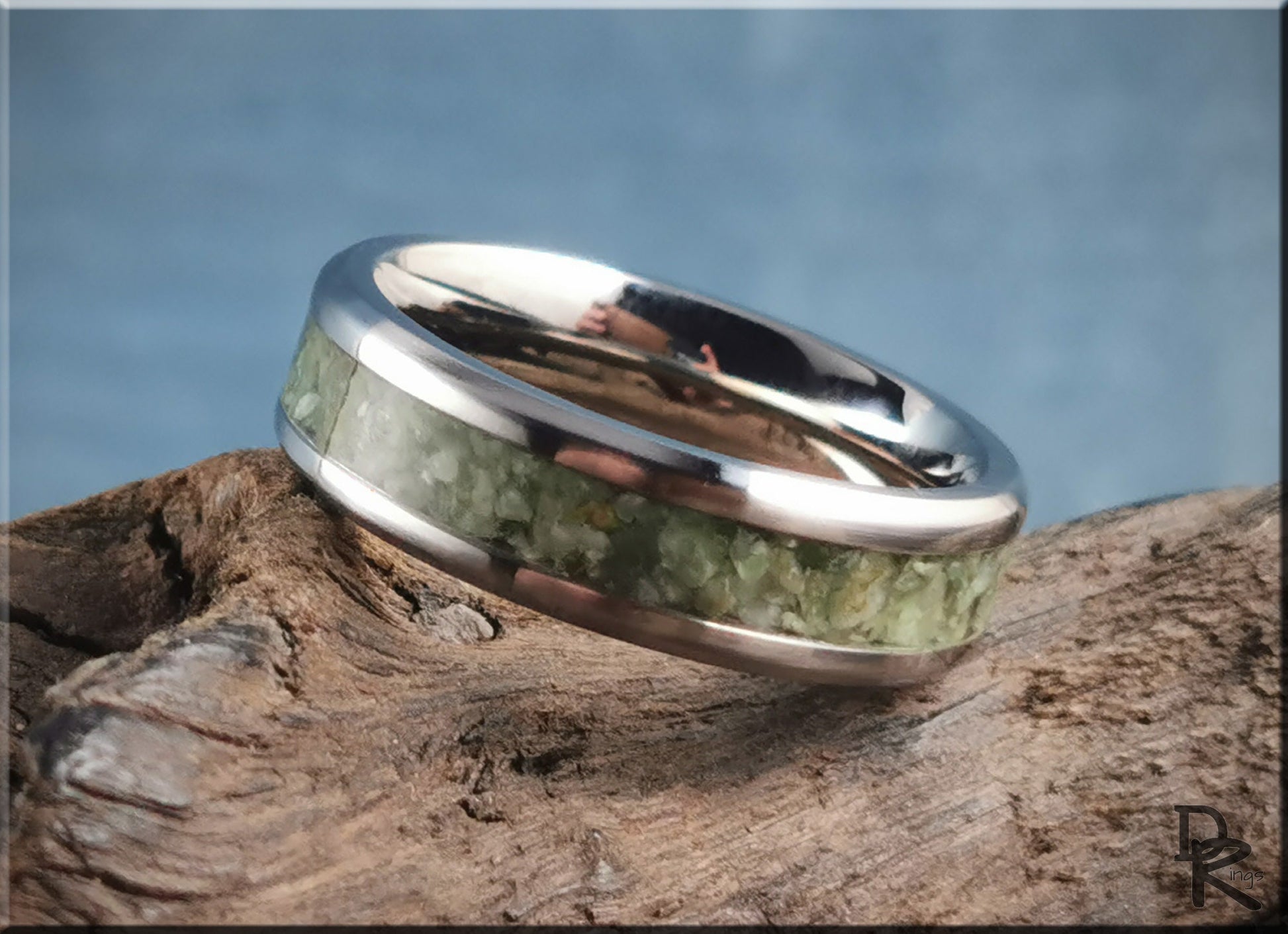 Titanium Channel Ring w/Vesuvianite (California Jade) Stone inlay