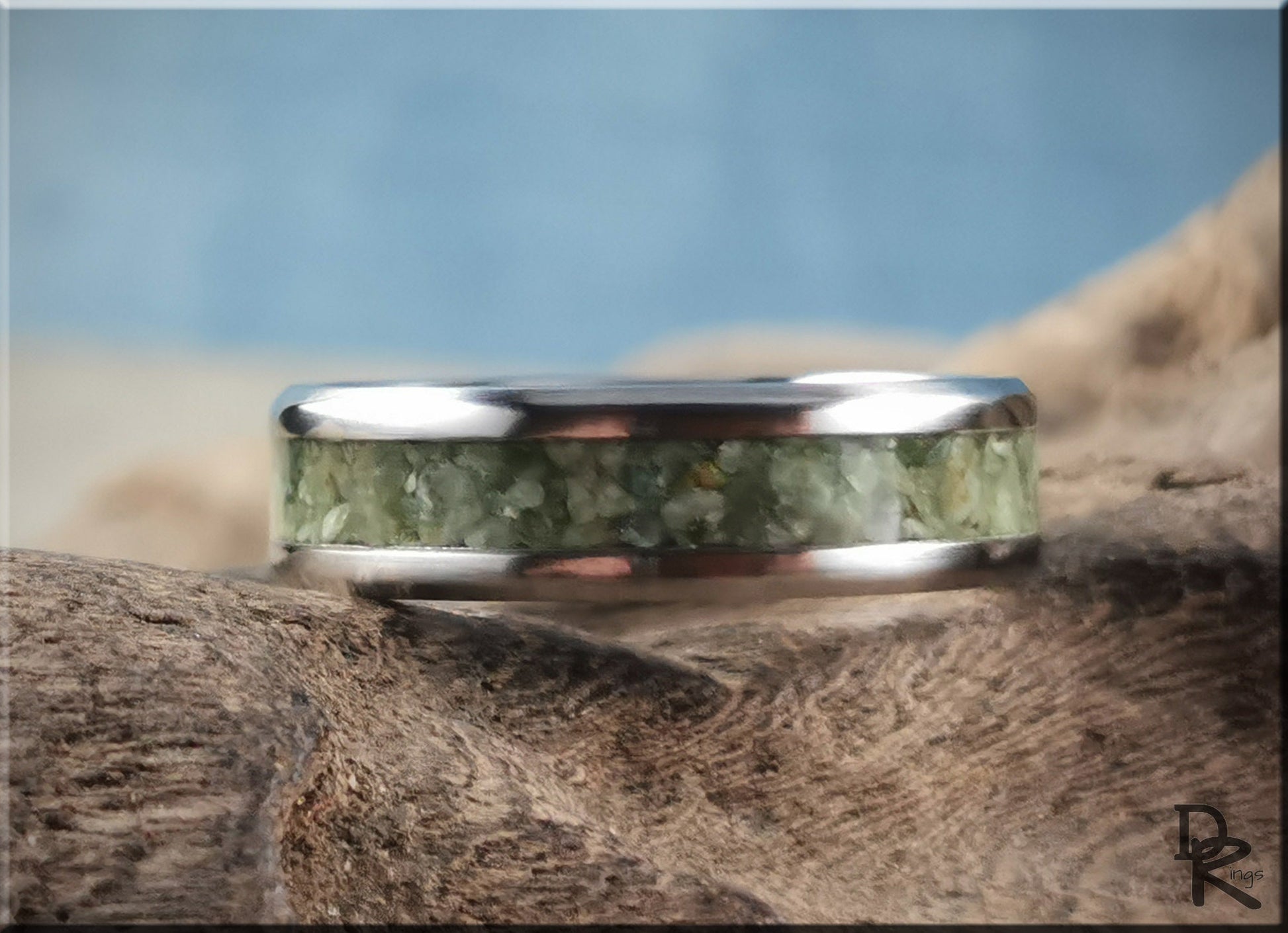 Titanium Channel Ring w/Vesuvianite (California Jade) Stone inlay