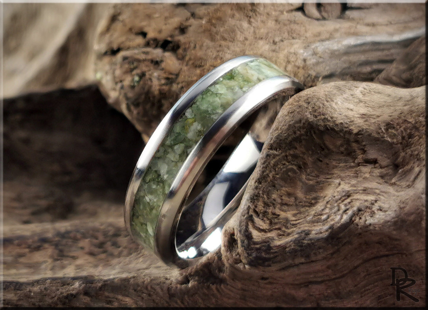Titanium Channel Ring w/Vesuvianite (California Jade) Stone inlay