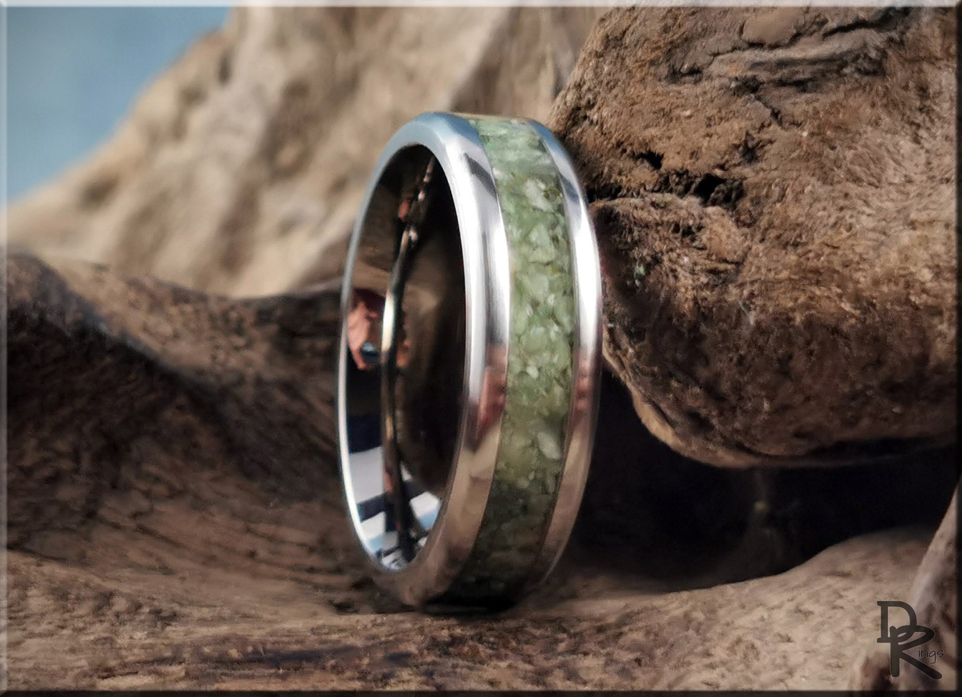 Titanium Channel Ring w/Vesuvianite (California Jade) Stone inlay