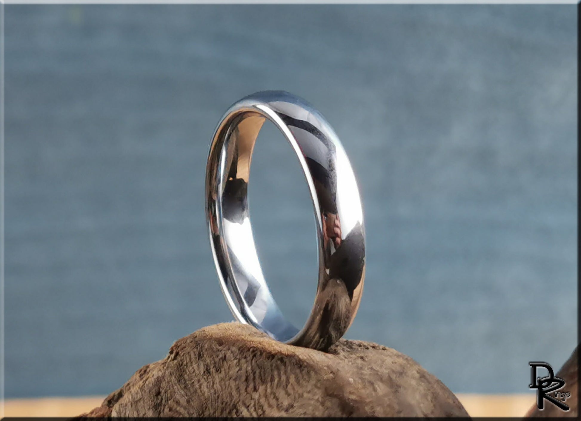 Polished Domed White Tungsten Carbide ring - metal ring