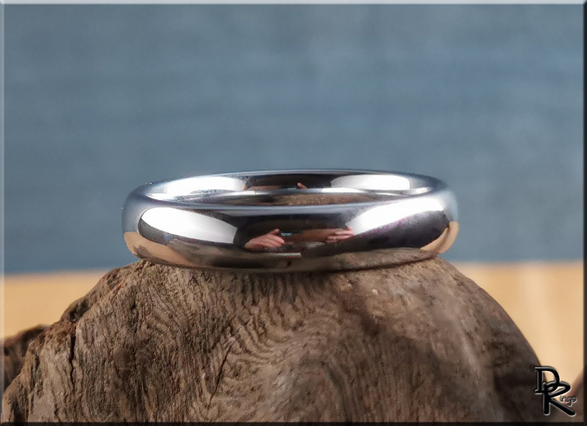Polished Domed White Tungsten Carbide ring - metal ring