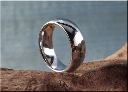 Polished Domed White Tungsten Carbide ring - metal ring