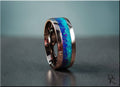 DR Rings titanium ring with opal featuring a blue-green opal inlay and polished metal band