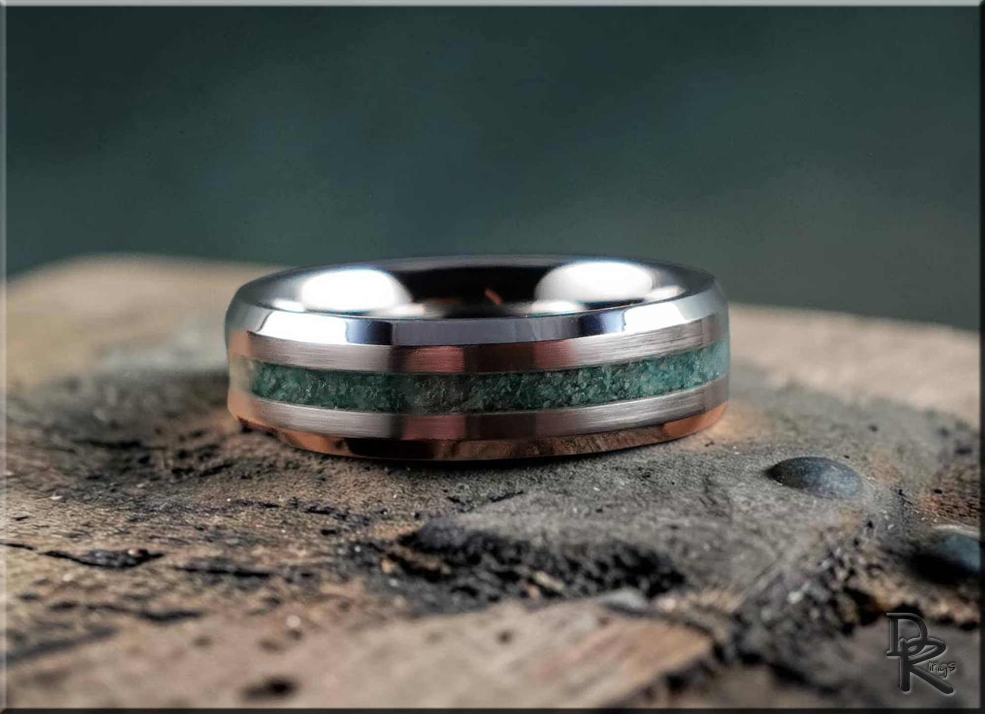 Tungsten Carbide Ring with Amazonite Inlay