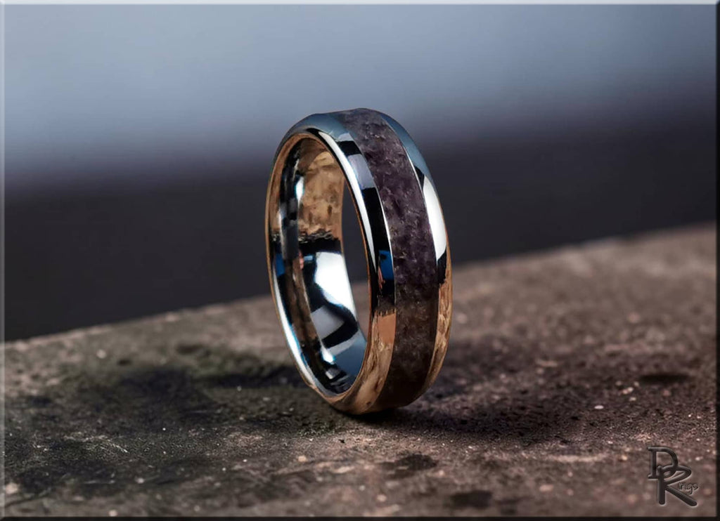 Tungsten Carbide Ring with Indian Amethyst inlay