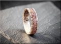 Antler Ring with stone inlay featuring a pink and cream natural design by DR Rings