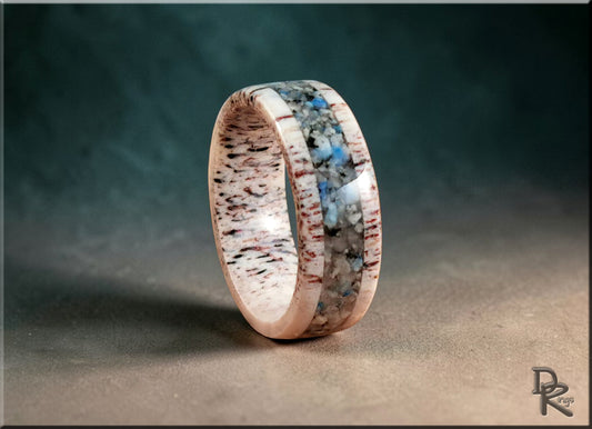 Deer Antler Ring with Blueberry Jasper inlay