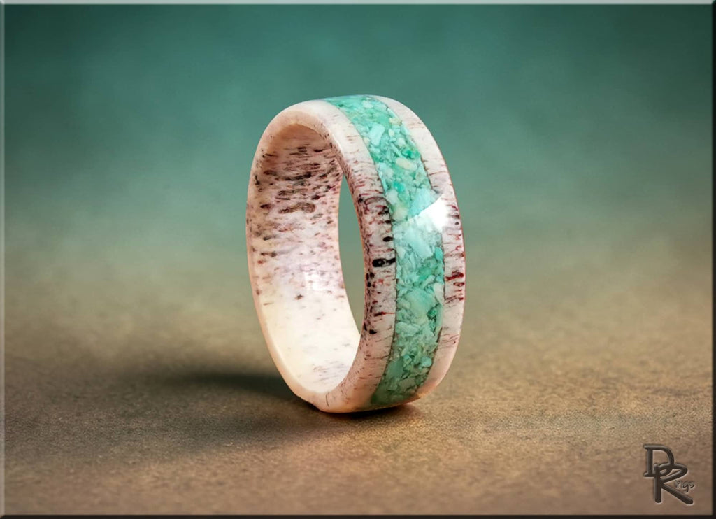 Deer Antler Ring with Peruvian Turquoise inlay