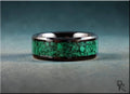DR Rings black ceramic ring with green stone inlay and polished finish