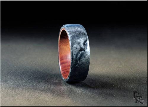 DR Rings grey maple ring with textured dark grey exterior and smooth wood interior