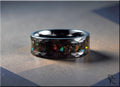 Hammered ceramic ring with inlay featuring colorful opal accents by DR Rings
