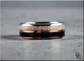 DR Rings titanium ring with dual sand inlays featuring a silver band and contrasting textures