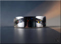DR Rings titanium smart ring with a sleek silver band and colorful inlay design