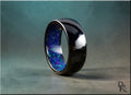 Black Ceramic Ring with Inner Opal Inlay