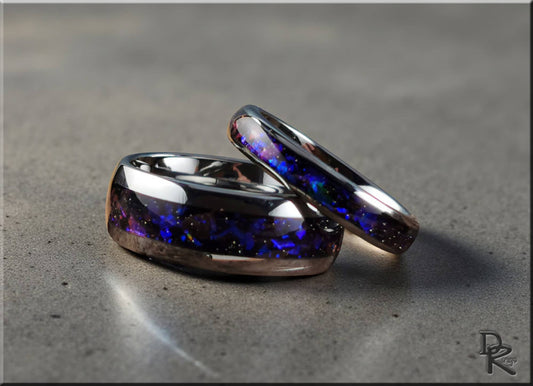 Tungsten Carbide Ring Set with Celestial Sandstone inlays