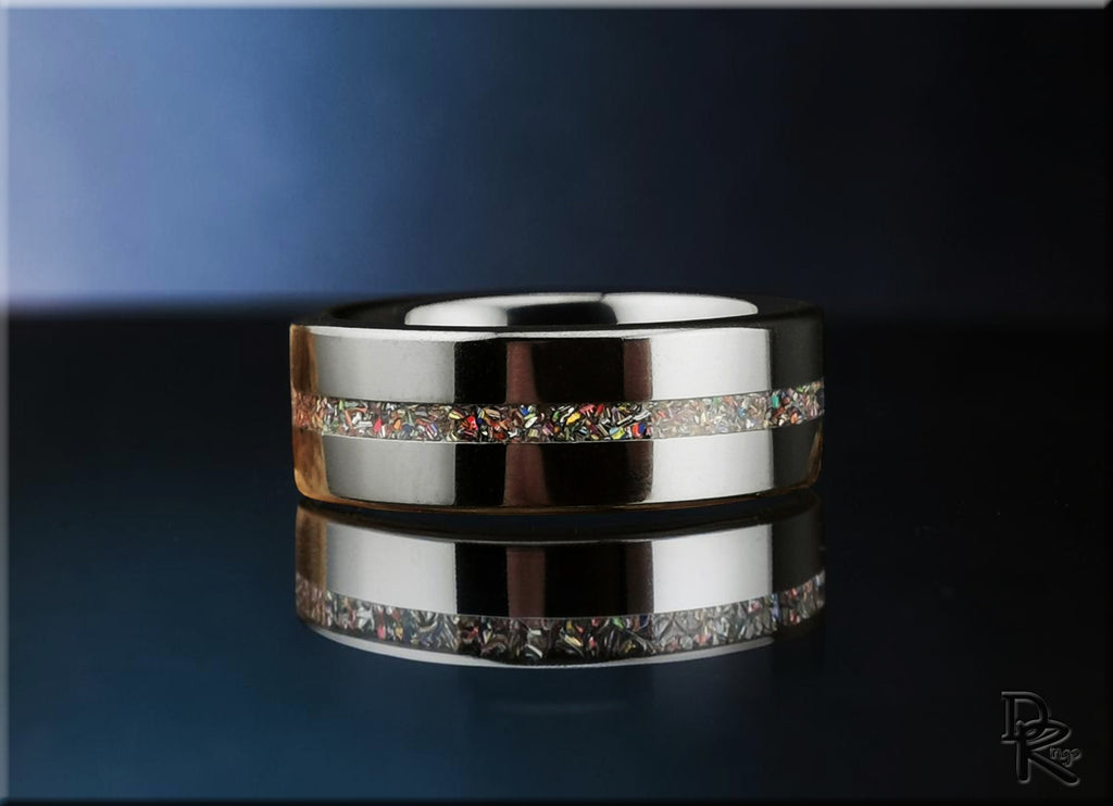 Black Ceramic Ring with Vintage Cadilite Inlay