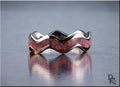 Titanium Clamshell Ring with Red Aventurine inlay