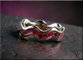 Titanium Clamshell Ring with Opal Inlay