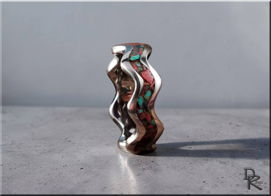 Titanium Clamshell Ring with Sonora Sunrise Inlay
