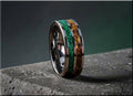 DR Rings stainless steel ring with green and brown eye tigers inlay for stylish wear