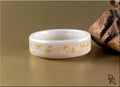 White Ceramic Ring with Golden Healer Quartz Inlay