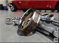 Hammered Tungsten Carbide Ring with C8 Corvette Fordite inlay