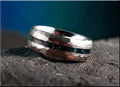 Hammered Tungsten Carbide Ring with Azurite-Malachite Inlay