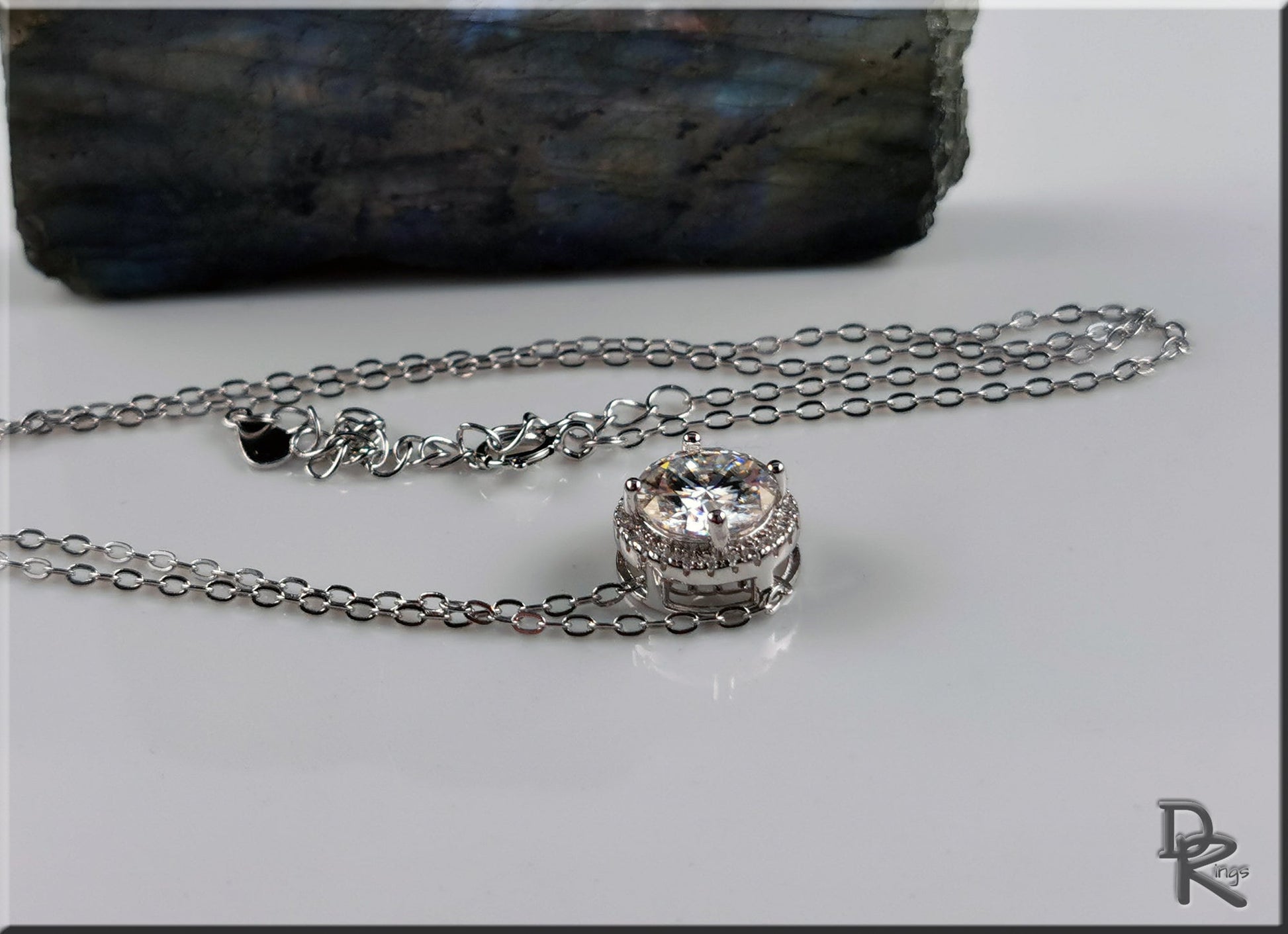 2.0 Carat Moissanite and Sterling Silver Pendant Necklace - silver necklace