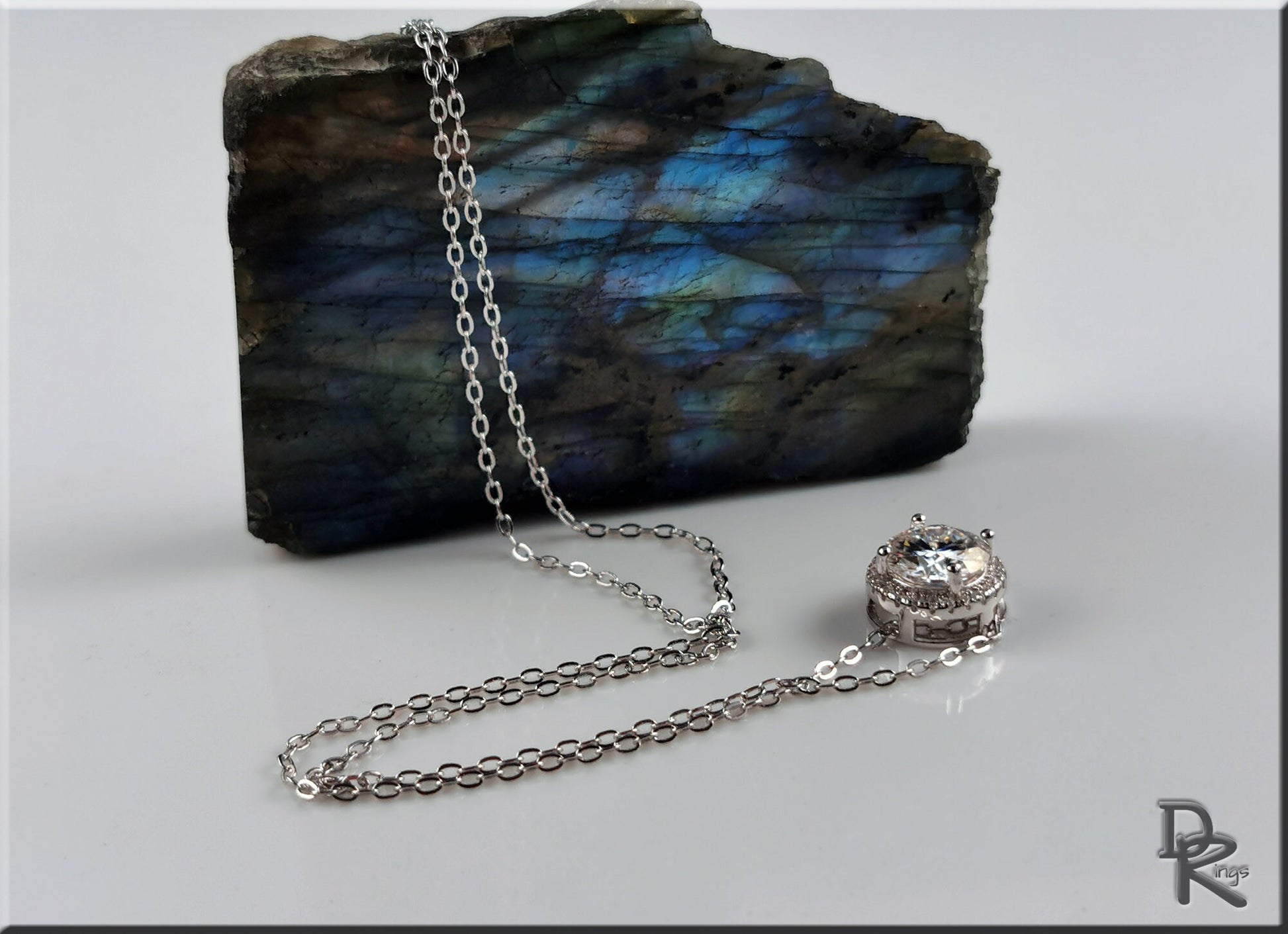2.0 Carat Moissanite and Sterling Silver Pendant Necklace - silver necklace