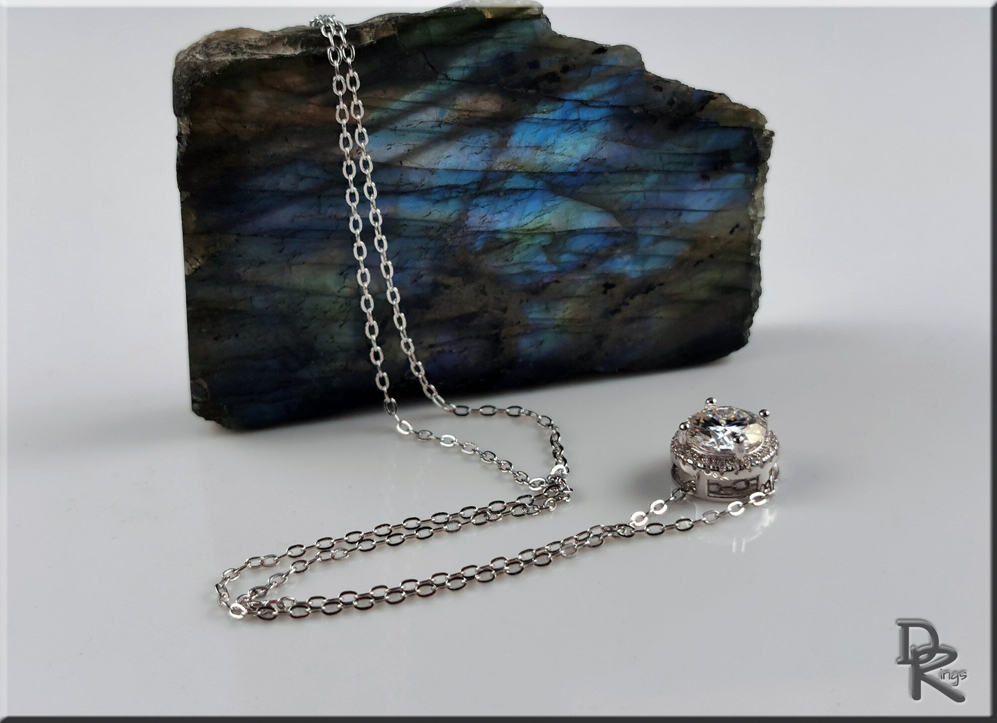 2.0 Carat Moissanite and Sterling Silver Pendant Necklace - silver necklace