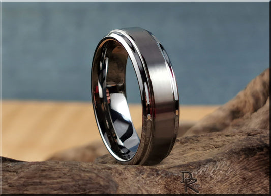 7mm Tungsten Carbide Satin Top ring - metal ring