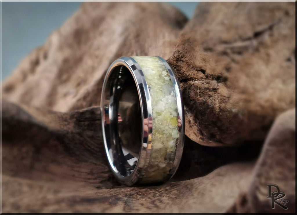 Tungsten Carbide Channel Ring w/Scottish Highland Marble inlay - metal ring