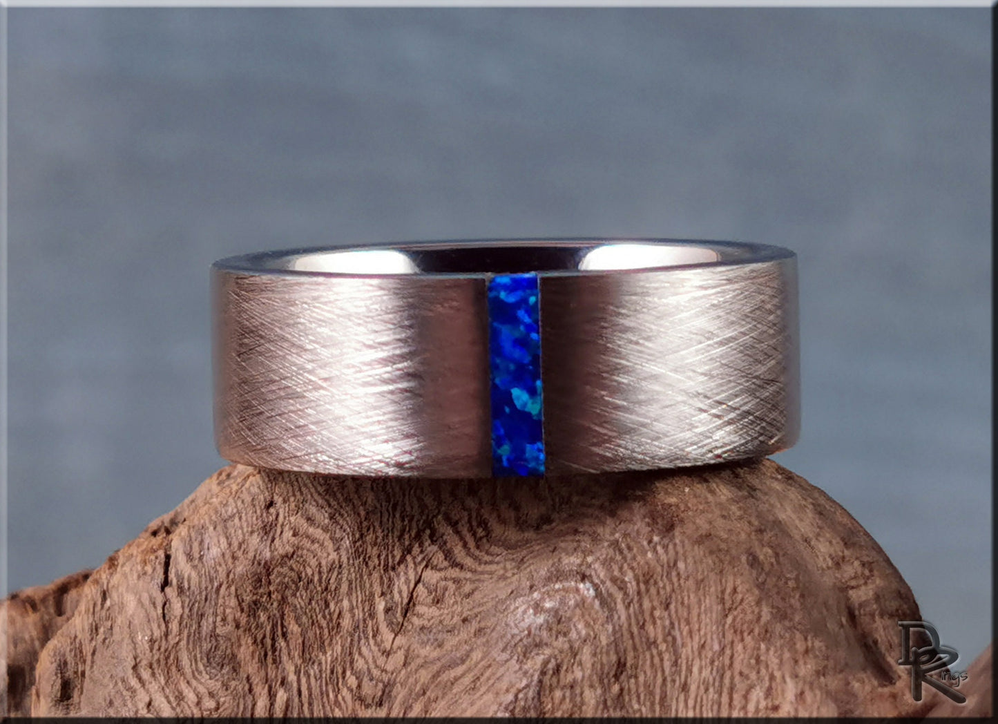 Brushed Tungsten Carbide Ring w/Opal inlay - metal ring