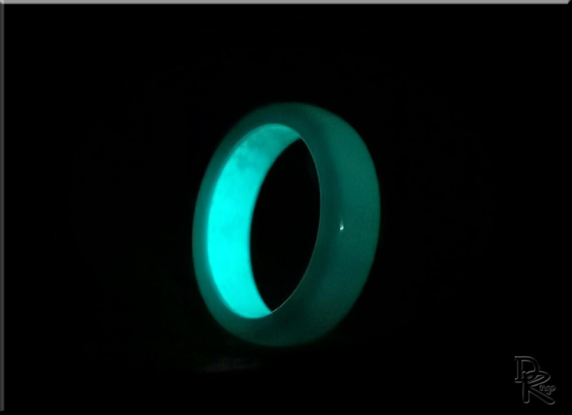 Polished White Ceramic Inner Channel Ring w/Opal and Glow inlay - ceramic ring