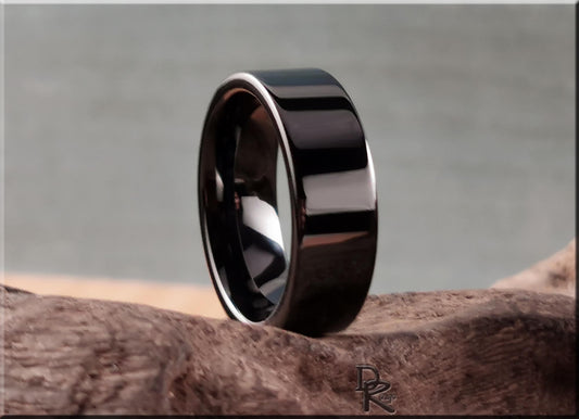 Polished Black Ceramic ring - men's ring