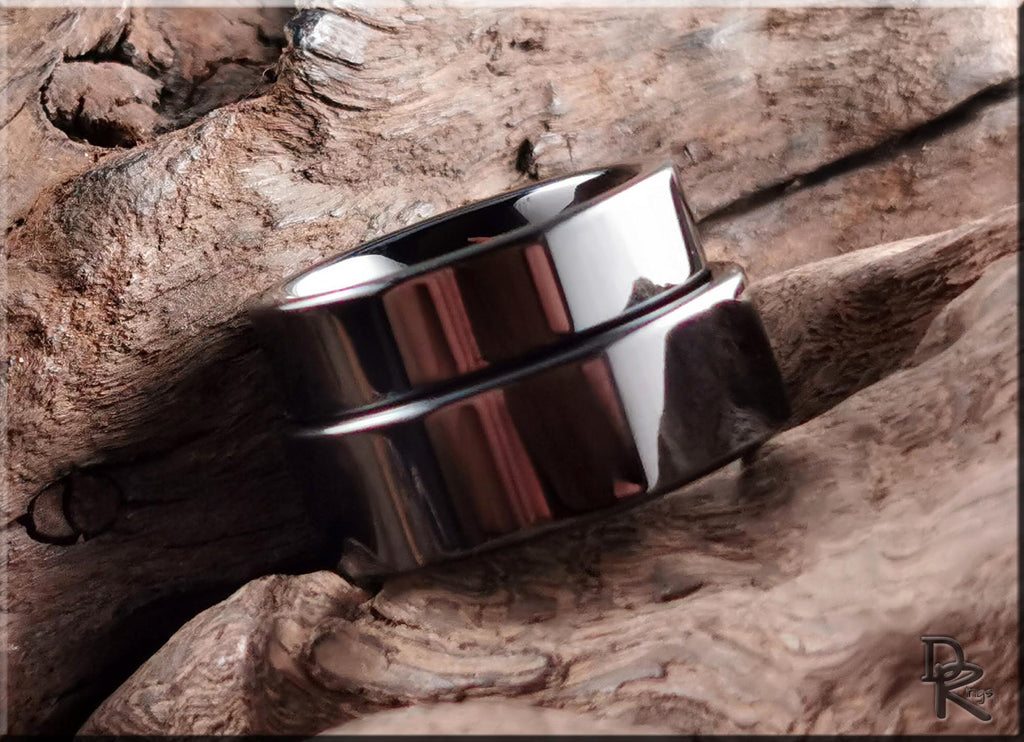 Polished Black Ceramic ring - men's ring