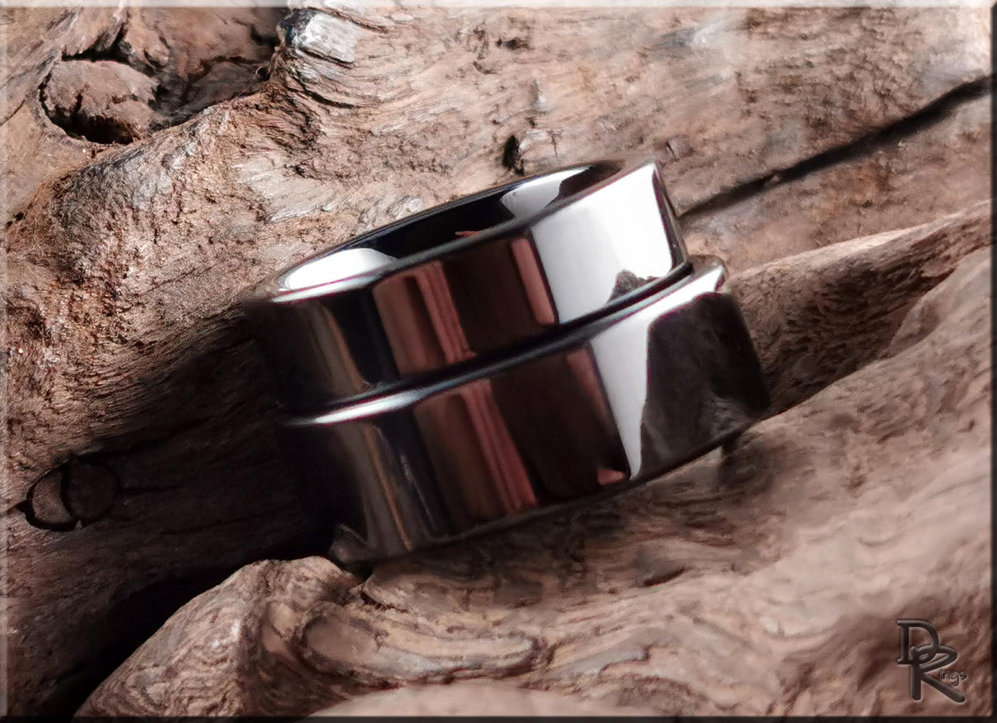 Polished Black Ceramic ring - men's ring
