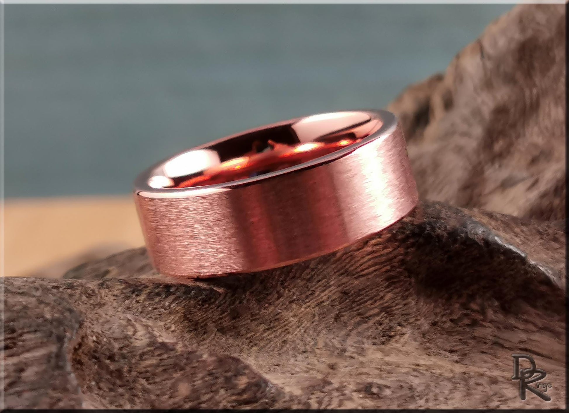 Brushed Tellurium Copper ring - metal ring