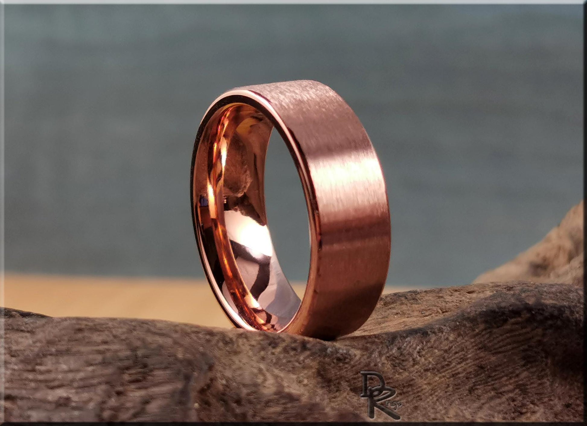 Brushed Tellurium Copper ring - metal ring