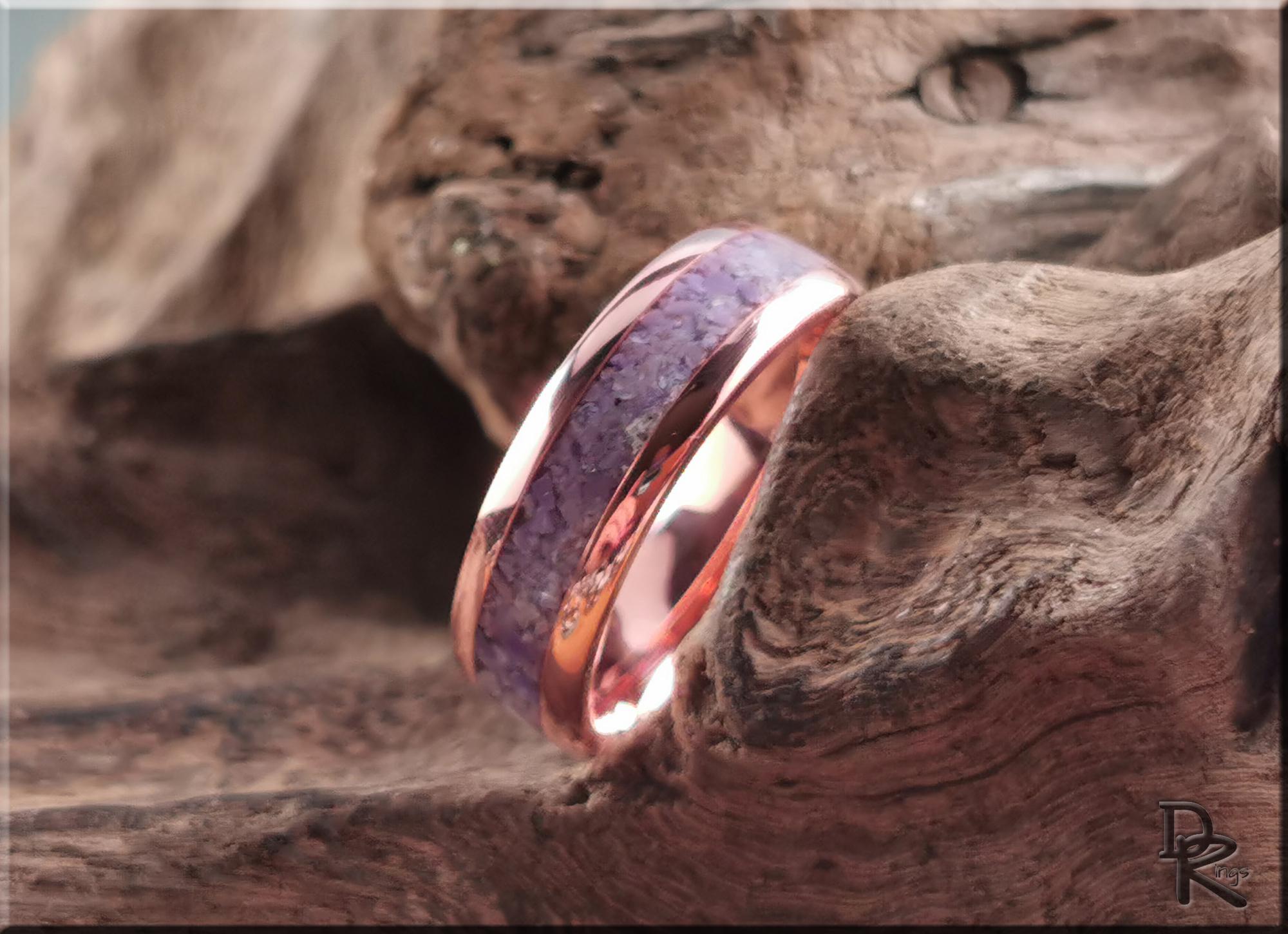 Tellurium Copper Channel Ring w/Turkish Jade inlay - copper ring