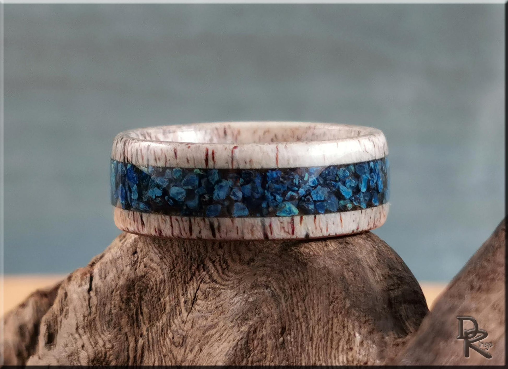 Deer Antler Channel Ring w/Shattuckite inlay - antler ring