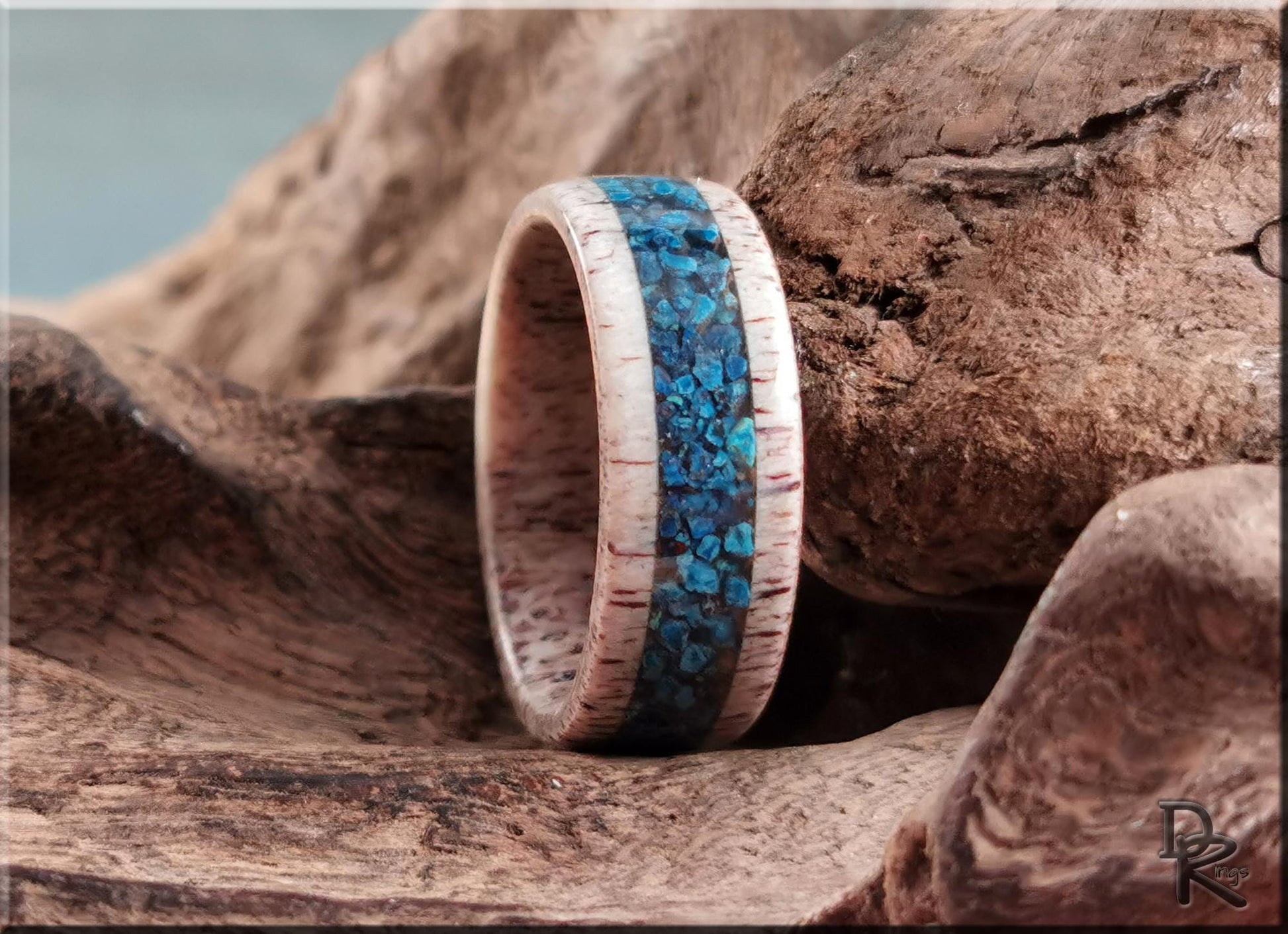 Deer Antler Channel Ring w/Shattuckite inlay - antler ring
