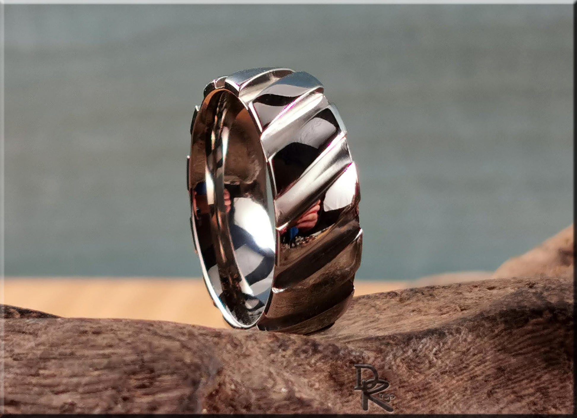 Titanium Vortex 8mm Ring - metal ring