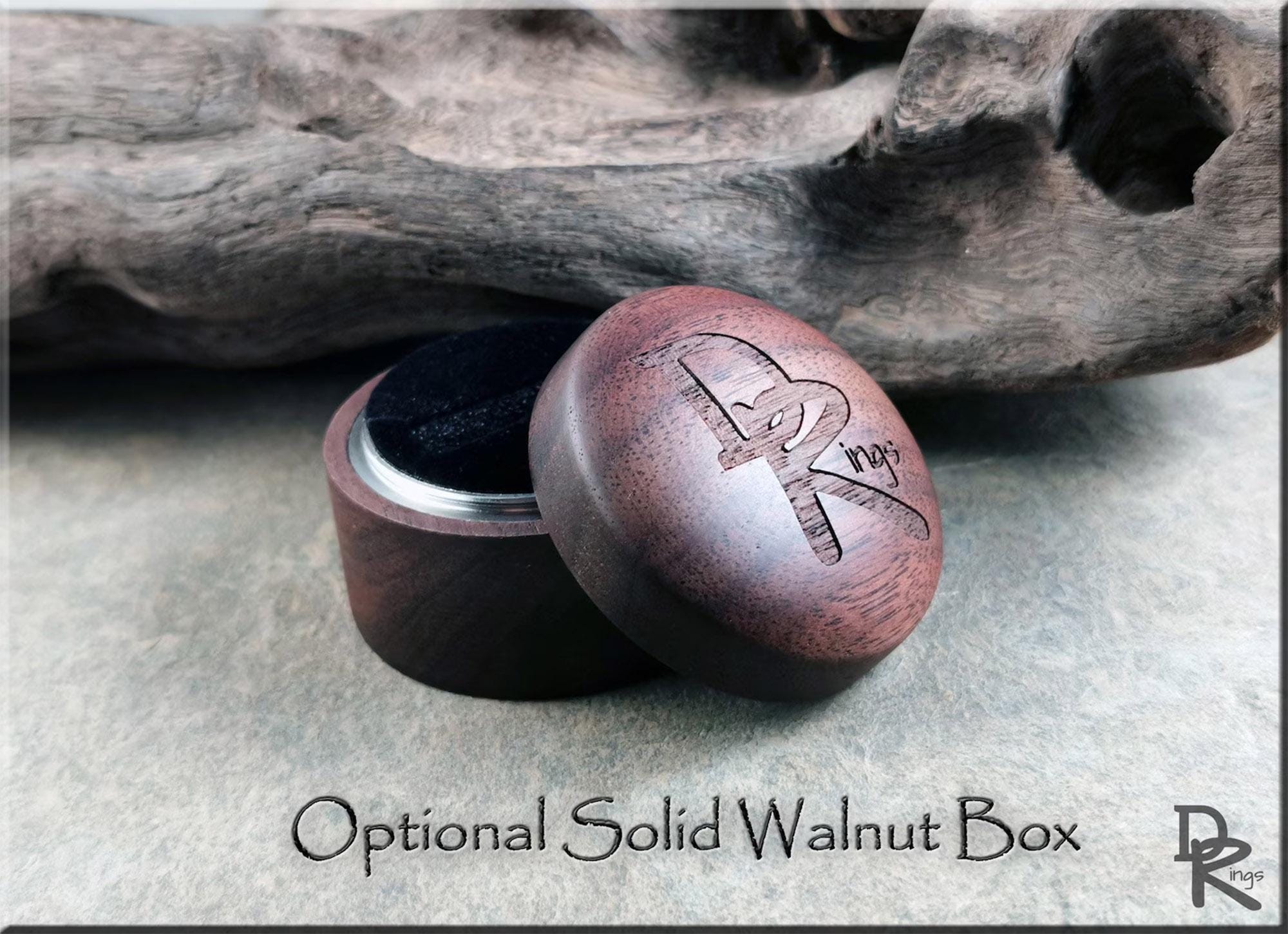 Titanium S-Wave 4mm Channel Ring w/Meteorite and Opal inlay - metal ring