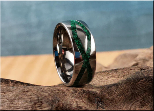 The 'Titanium Infinity' Ring w/Malachite inlay - metal ring