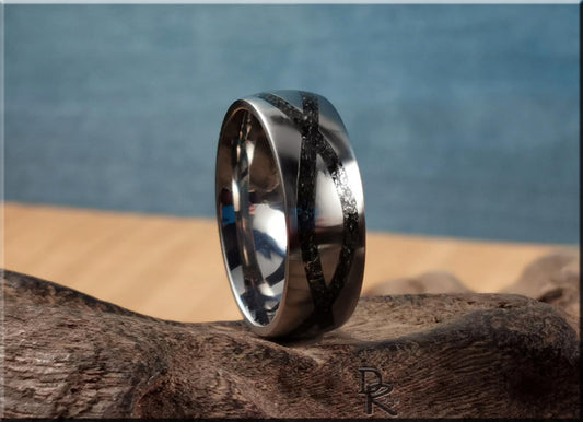 The 'Titanium Infinity' Ring w/Meteorite inlay - metal ring